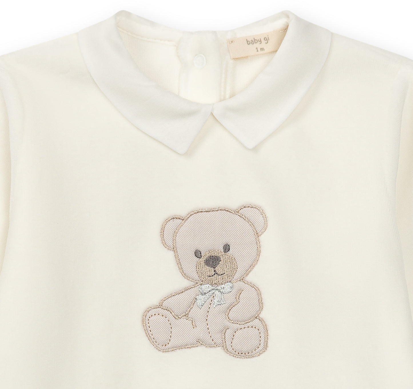 PRE ORDER Baby Gi Ivory Teddy Velour Babygrow ST50B