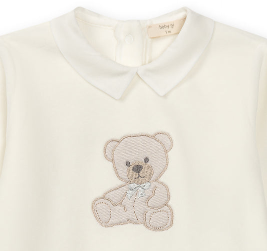 PRE ORDER Baby Gi Ivory Teddy Velour Babygrow ST50B