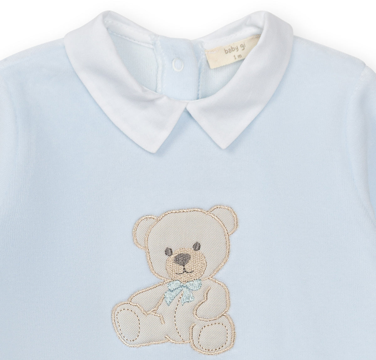 PRE ORDER Baby Gi Blue Teddy Velour Babygrow ST50B