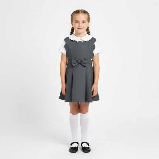 PRE ORDER Love & Learn Girls Grey Scalloped Pinafore