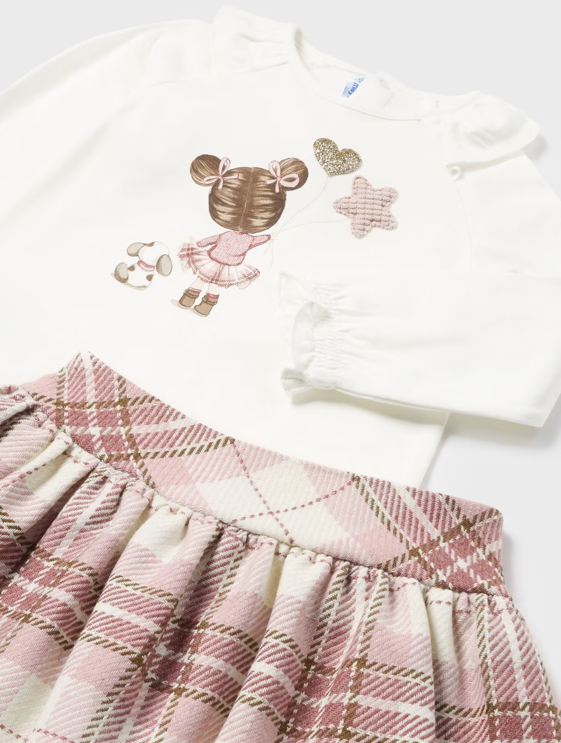 Mayoral Baby Girls Pink Plaid Skirt Set 2927