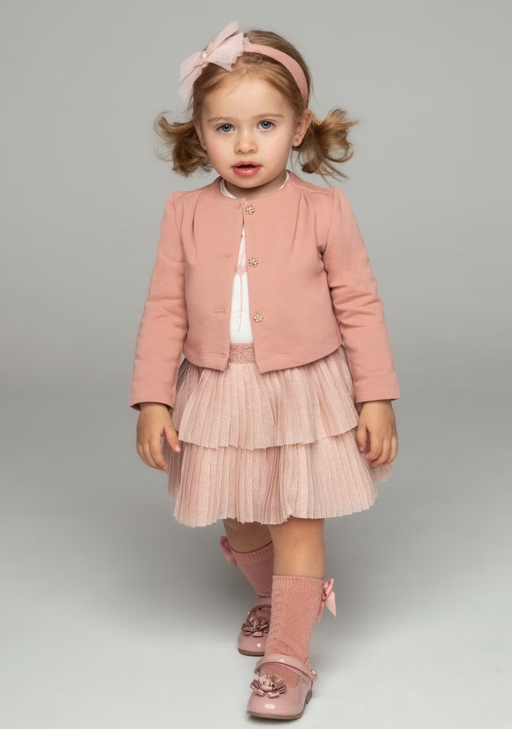 Mayoral Baby Girls Blush Pink Three Piece Skirt Set 2928