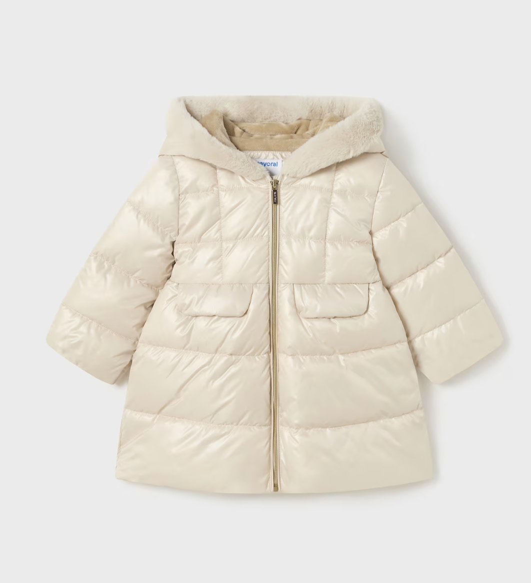 Mayoral Baby Girls Cream Padded Long Jacket 2483