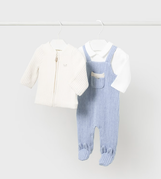 Mayoral Baby Boys Blue Knitted Babygrow Set 2615