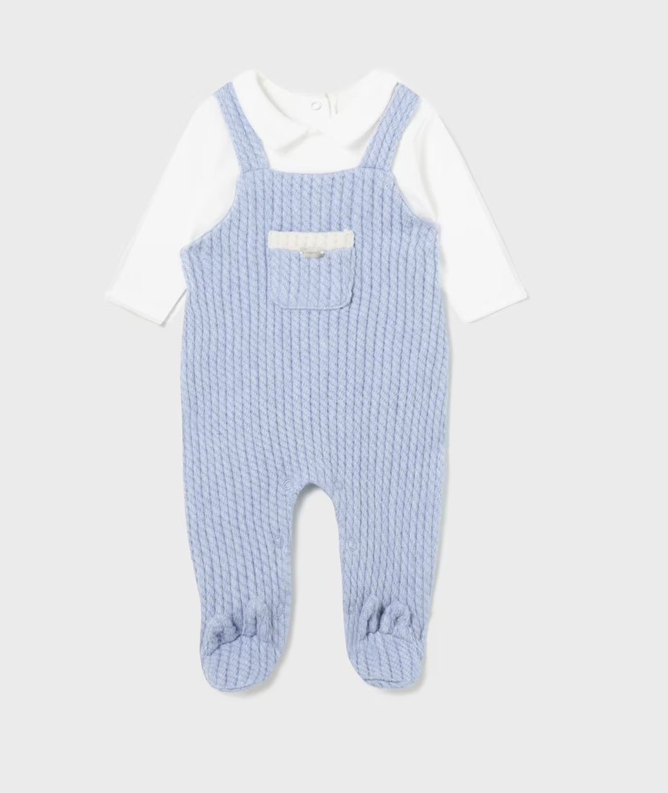 Mayoral Baby Boys Blue Knitted Babygrow Set 2615