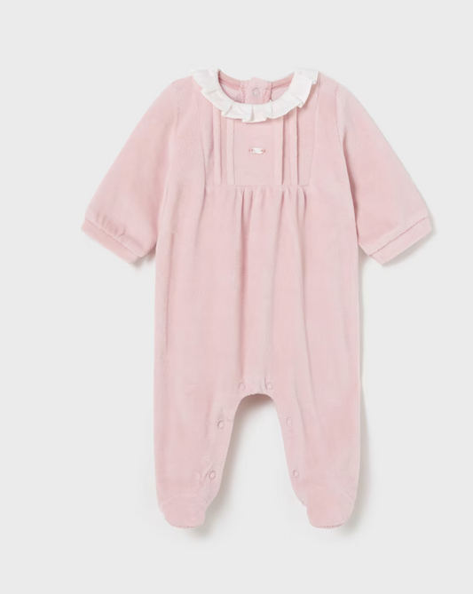 Mayoral Baby Girl Pink Velour Frill Babygrow 2776