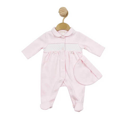 Mintini Tiny Baby Girls Pink 3 Piece Dungaree Set 5143