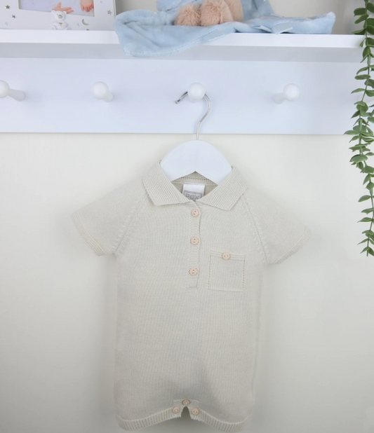 Pex Baby Boys Beige Knitted Romper Bradley