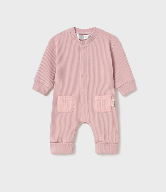 Mayoral Baby Girk Pink Ribbed Bear Onsie 1797