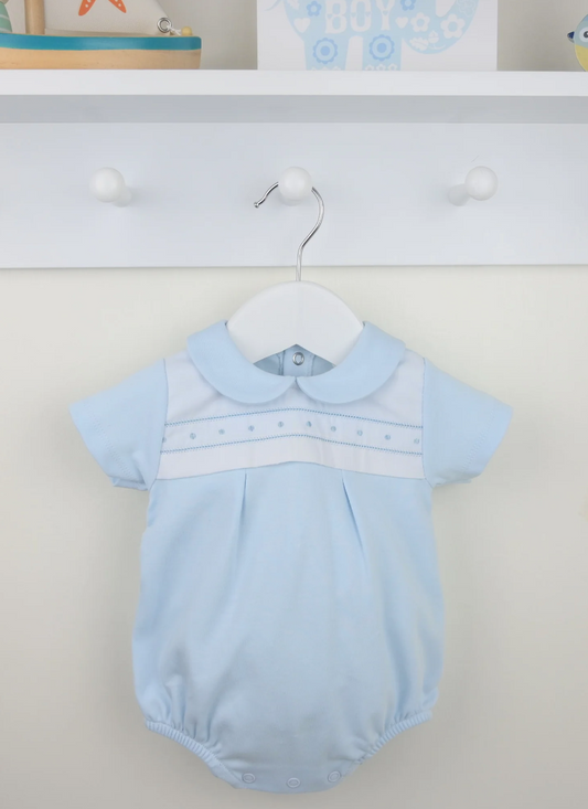 Pex Baby Boys Blue Collared Romper Spring