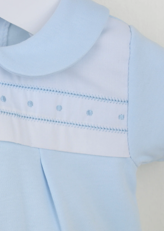 Pex Baby Boys Blue Collared Romper Spring