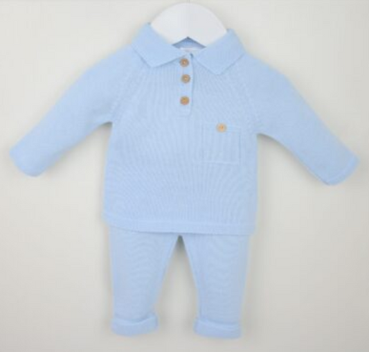 PEX Baby Boy Blue Knitted Trouser Set Oliver