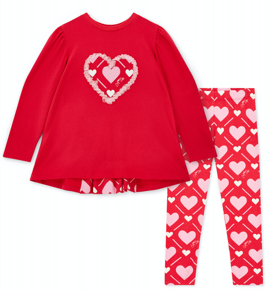 ADee Red Heart Print Legging Set Lola