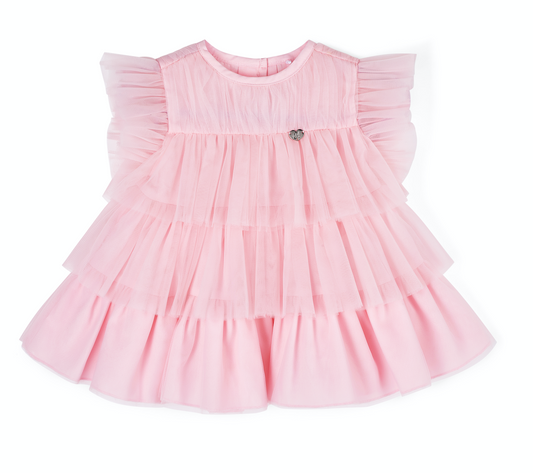 Little A Girls Pink Tiered Tulle Dress Khloe
