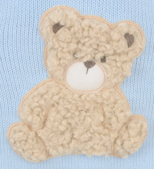 Pex Baby Boy Blue Bear Knit Romper Set Bear