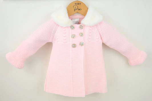 Pex Baby Girl Pink Knit Coat & Hat Set Tamsin