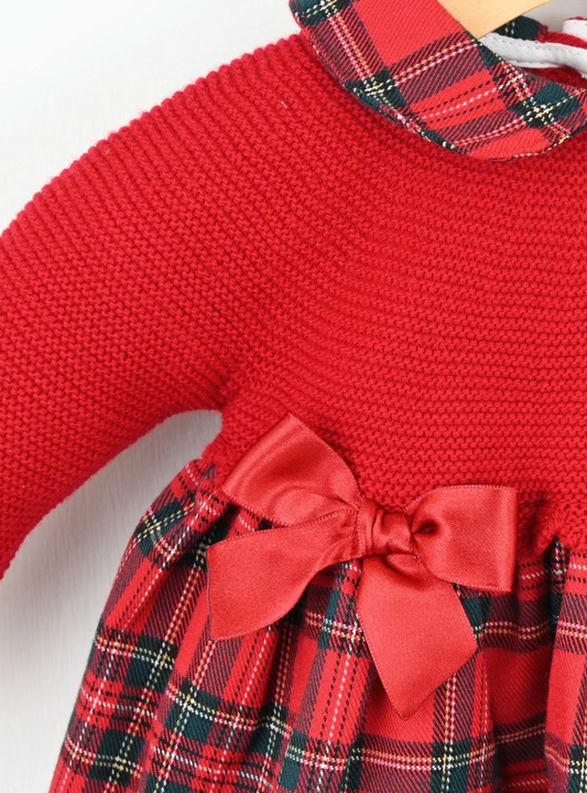 Pex Baby Girl Red Tartan Bow Dress Merrie
