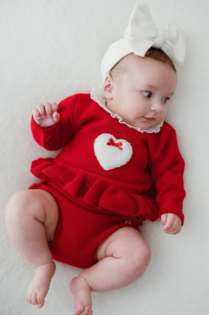 Pex Baby Girl Red Knitted Pant Set Cecily
