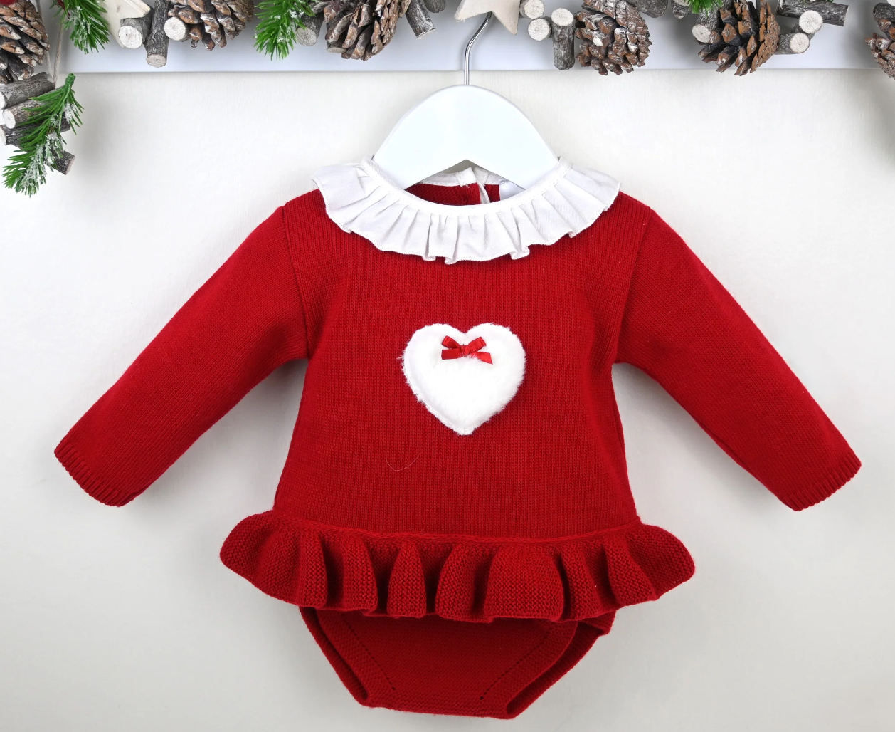 Pex Baby Girl Red Knitted Pant Set Cecily