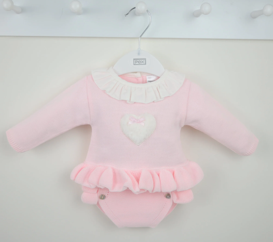 Pex Baby Girl Pink Knitted Pant Set Cecily