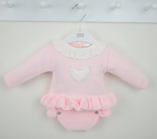 Pex Baby Girl Pink Knitted Pant Set Cecily
