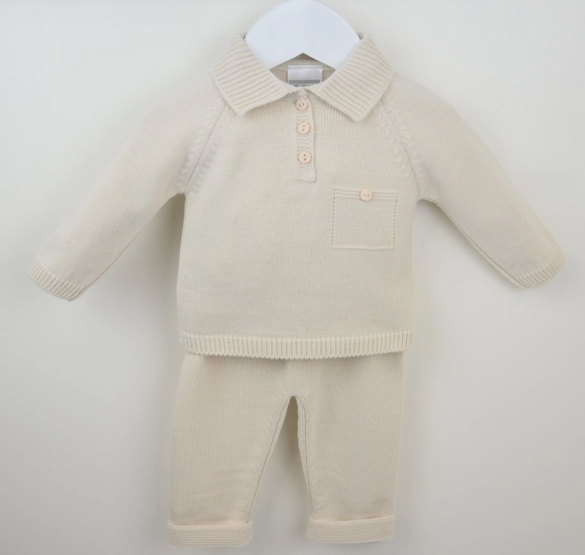 Pex Baby Boy Beige Knitted Trouser Set Louis