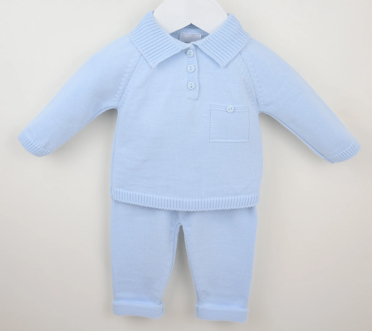 Pex Baby Boy Blue Knitted Trouser Set Louis
