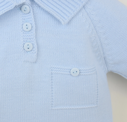 Pex Baby Boy Blue Knitted Trouser Set Louis