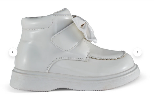 Little A White Bow Patent Boot Bowe