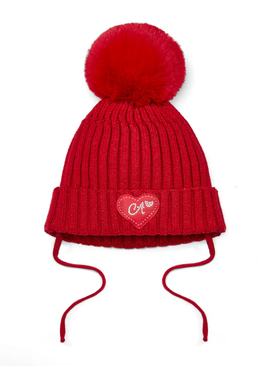 Little A Red Pom Pom Hat Kamila