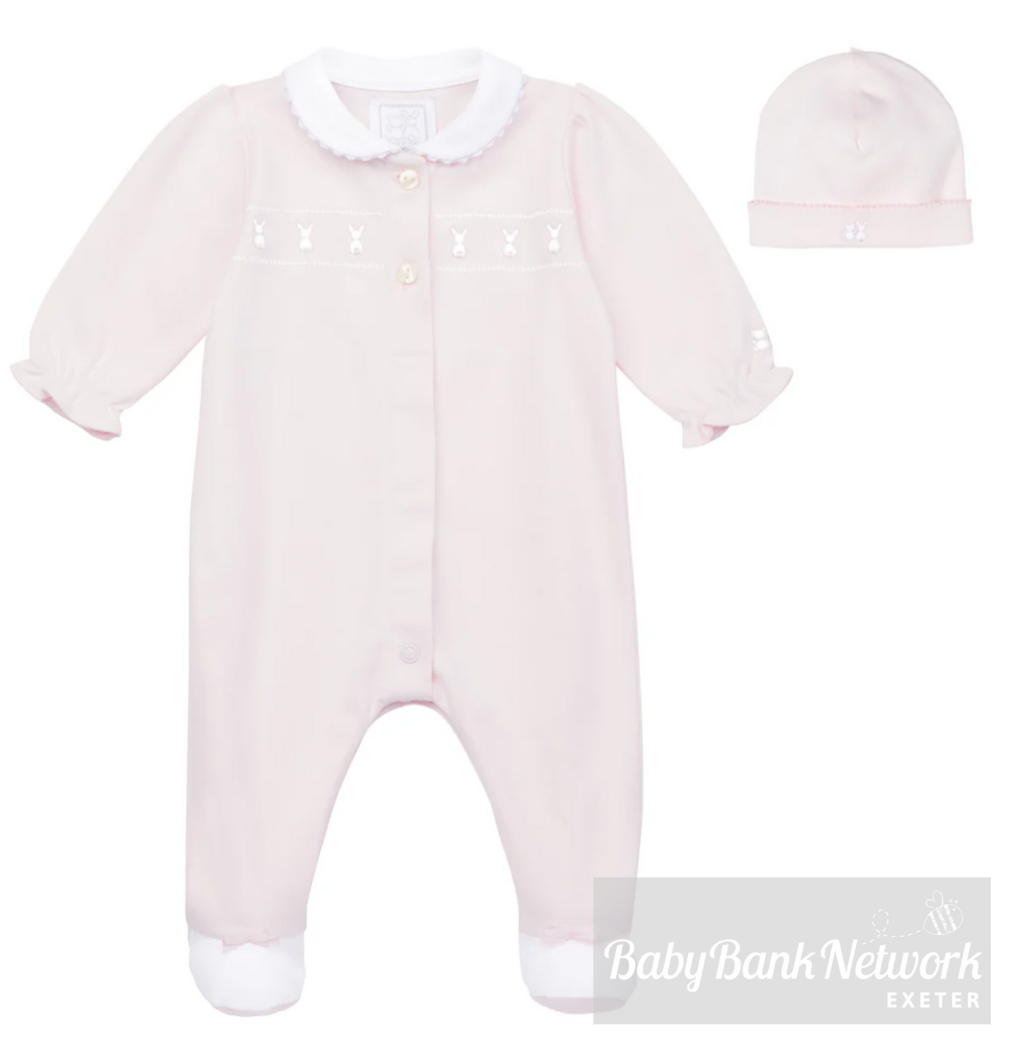 Emilie Et Rose Girls Pink Embroidered Babygrow & Hat Helen