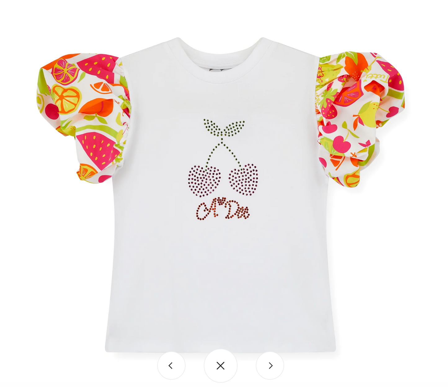 ADee White Tutti Frutti Print PuffBall Skirt Tia