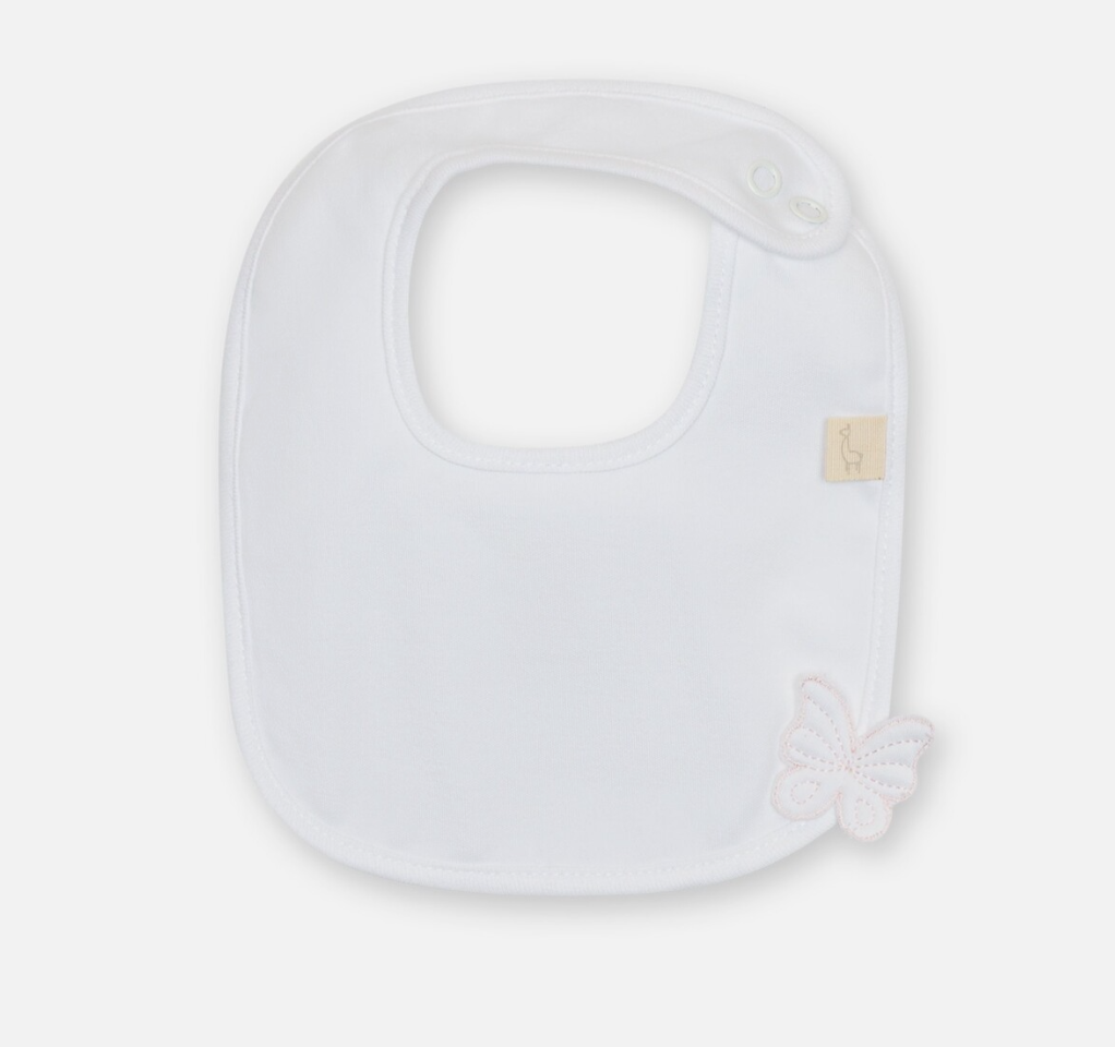 Baby Gi Girls White Butterfly Bib BT24G