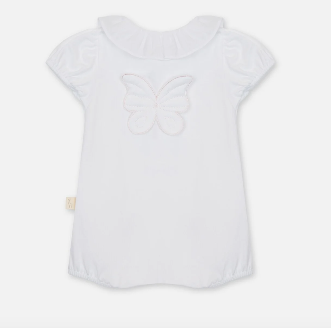 Baby Gi Girls White Butterfly Romper BT46G