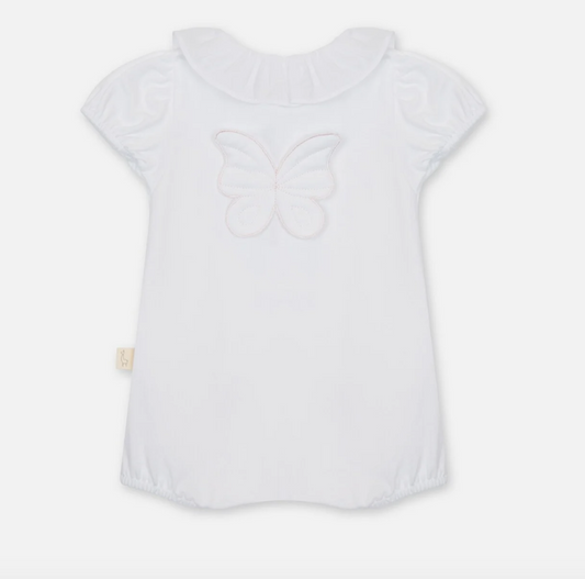 Baby Gi Girls White Butterfly Romper BT46G