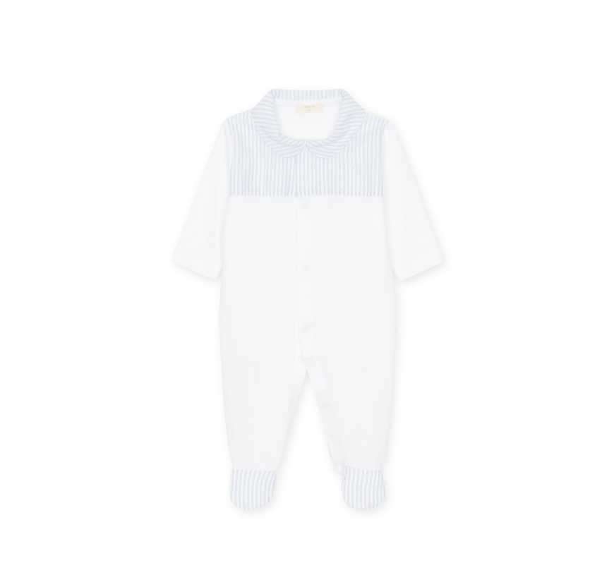 Baby Gi White Striped Over The Clouds Babygrow OTC53B