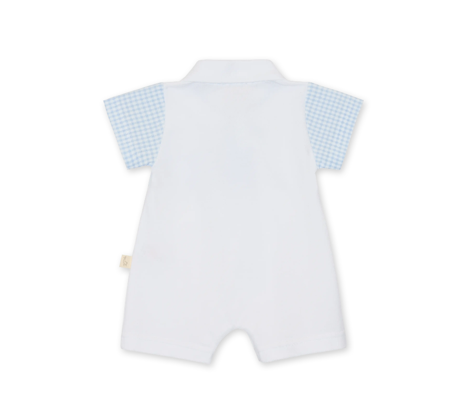 Baby Gi Boys White & Blue Gingham Romper HS49B