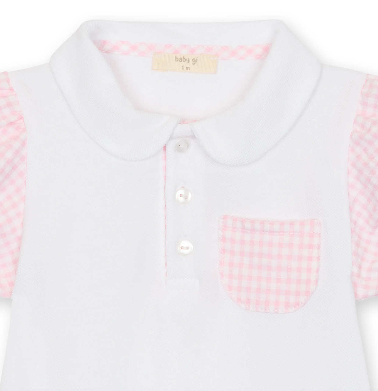 Baby Gi Girls White & Pink Gingham Romper HS49G