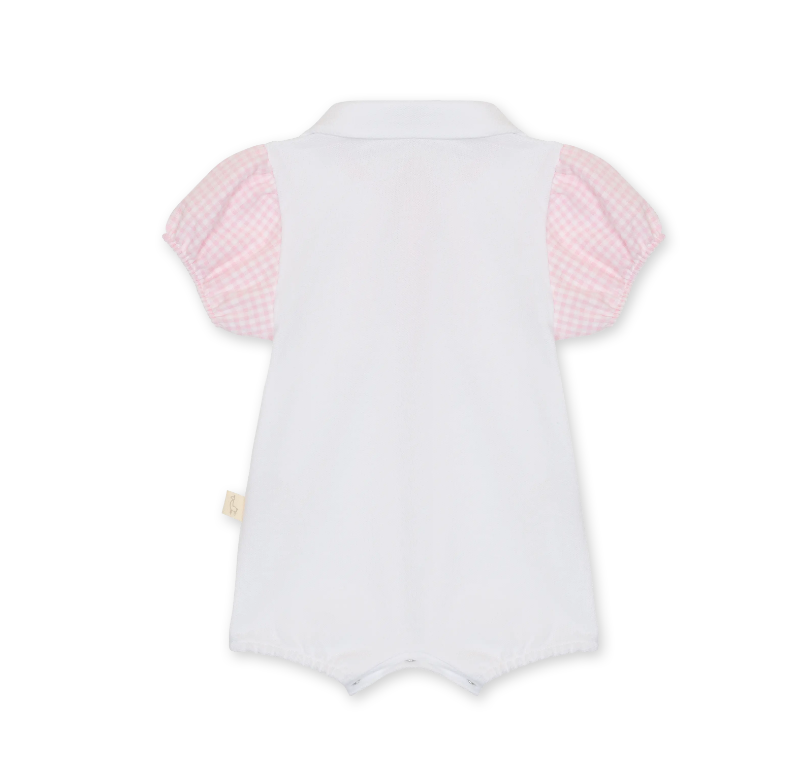 Baby Gi Girls White & Pink Gingham Romper HS49G