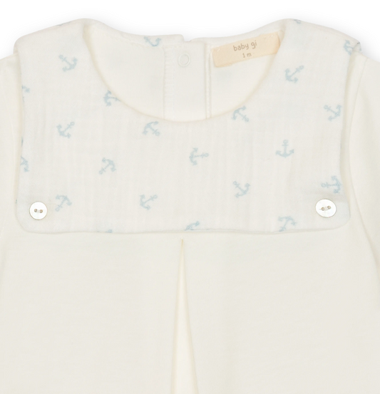 Baby Gi Boys Ivory Anchor Romper AN45B