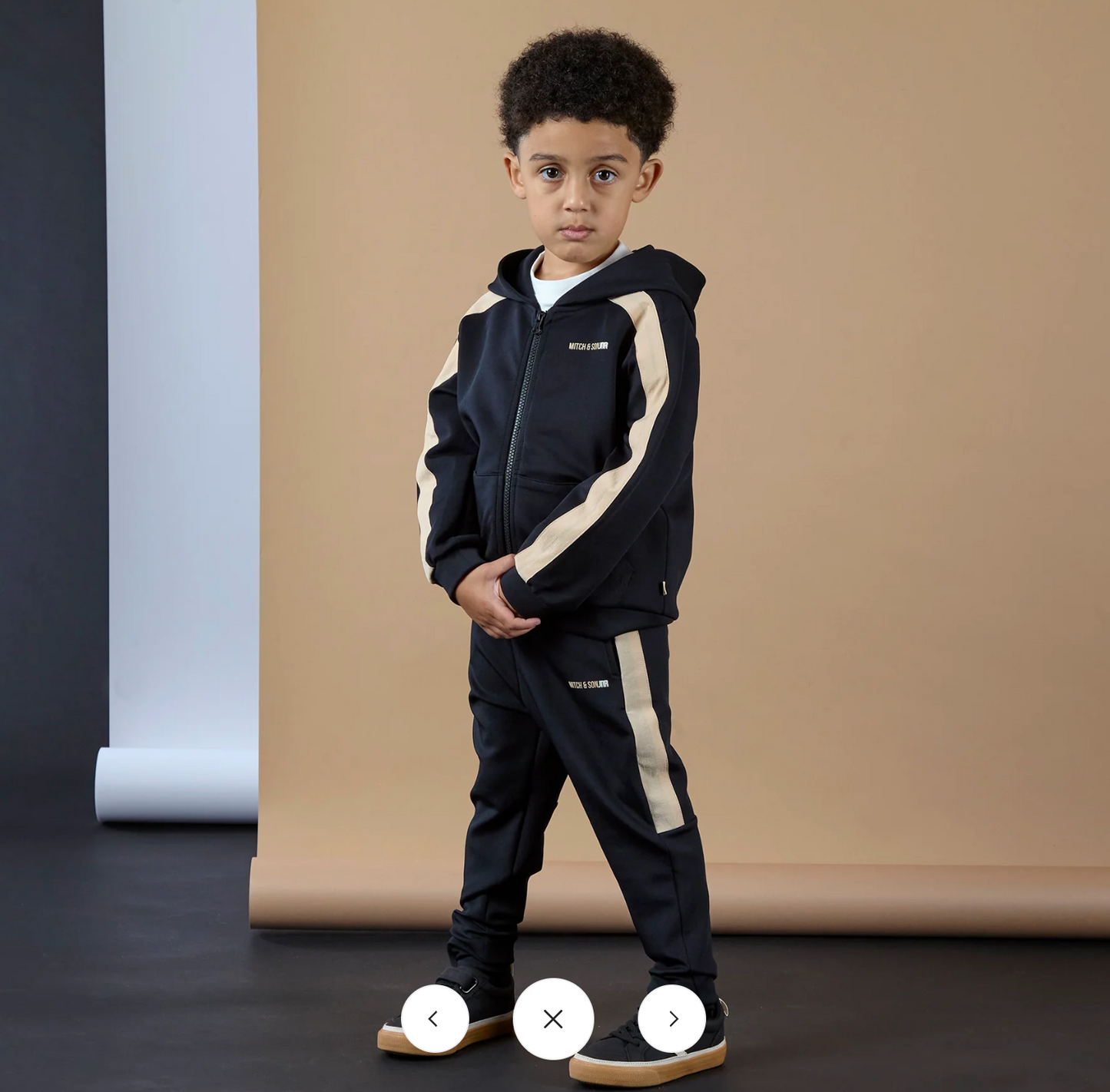Mitch & Son Black & Beige Contrast Zipper Tracksuit Lucas