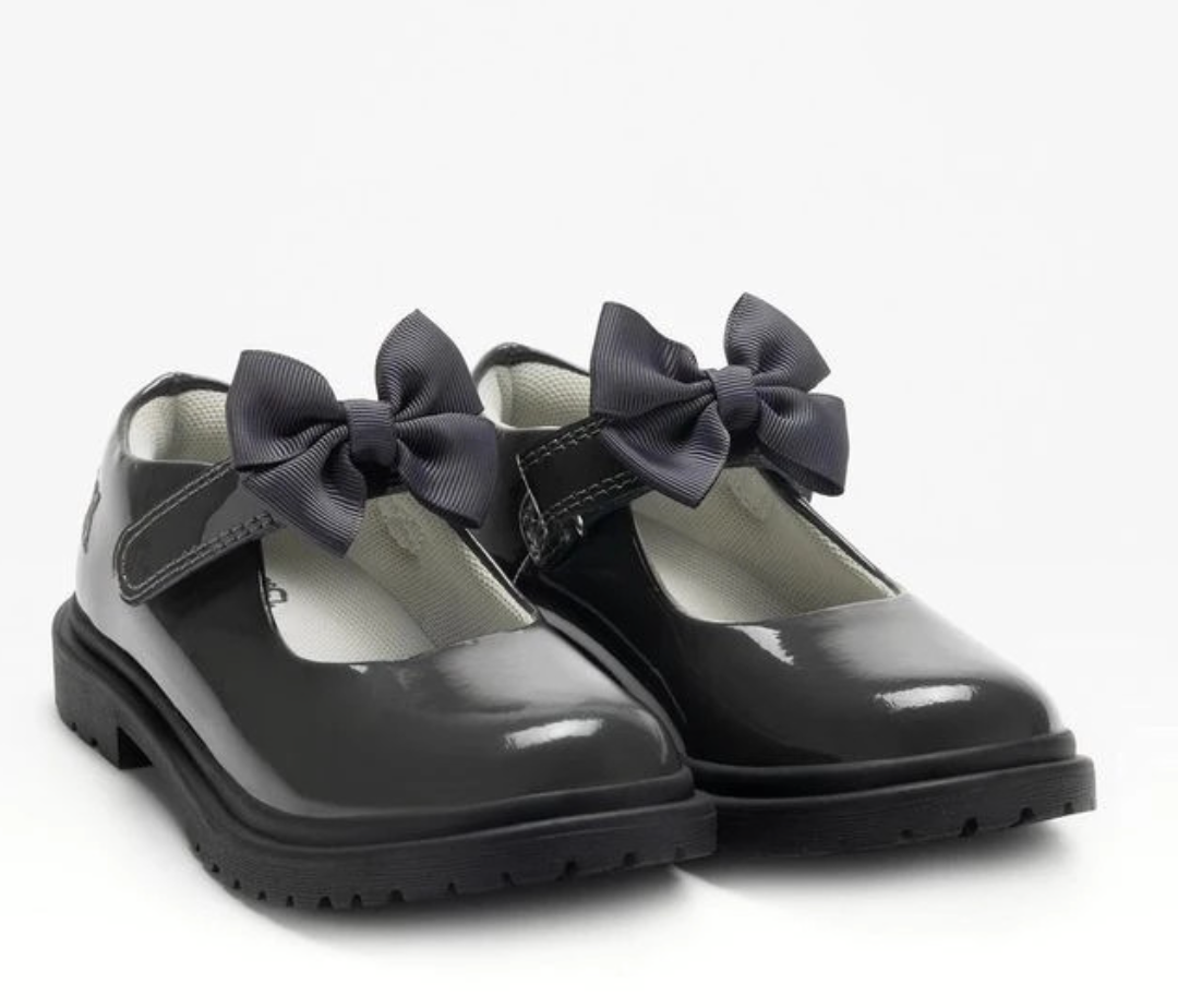 PRE ORDER Lelli Kelly Grey Bow Patent School Shoes Mia