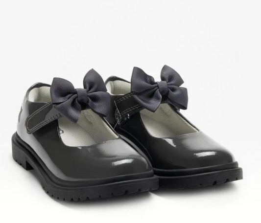 PRE ORDER Lelli Kelly Grey Bow Patent School Shoes Mia