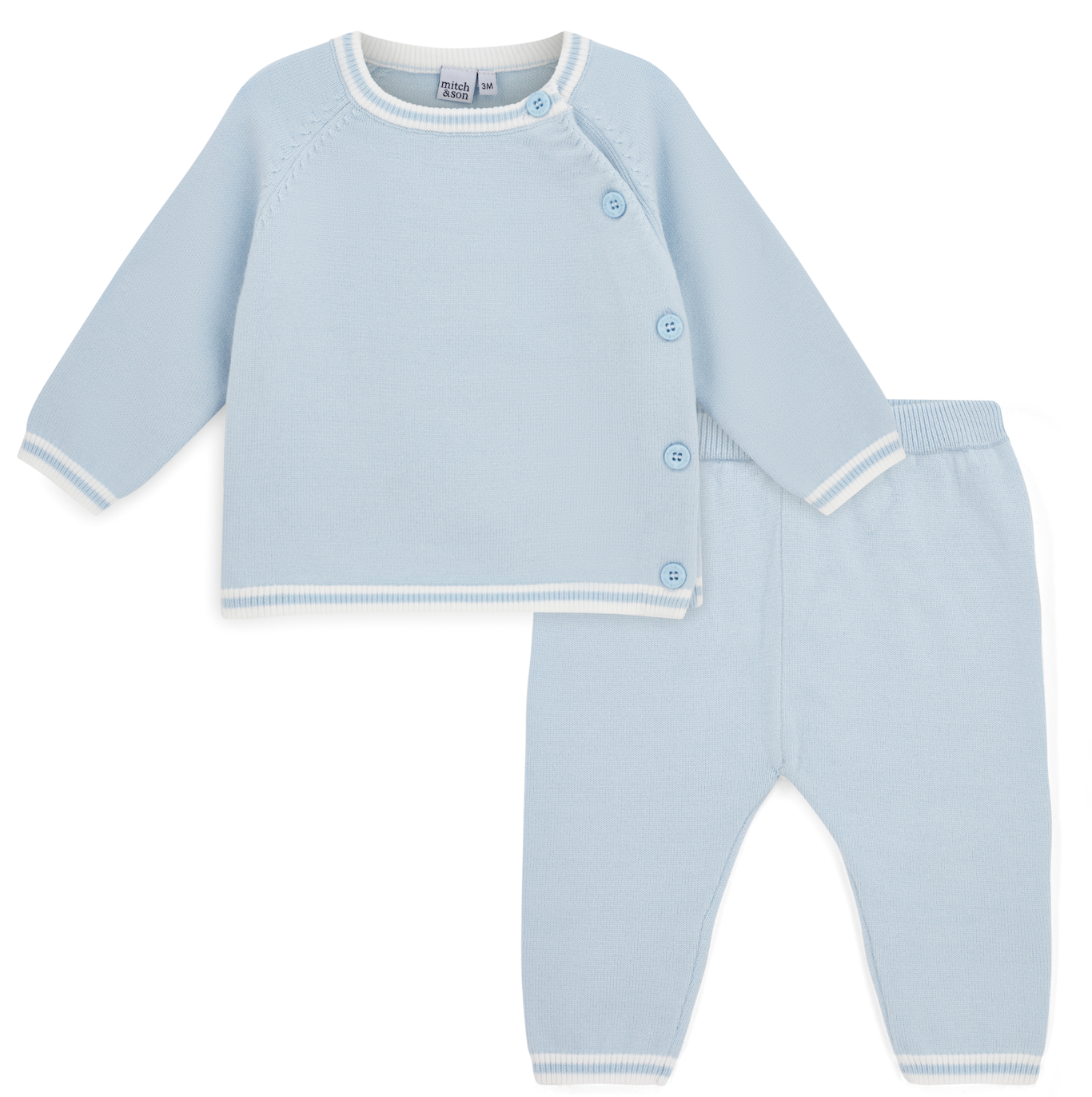 PRE ORDER Mitch & Son Mini Blue Knitted Trouser Set Zion