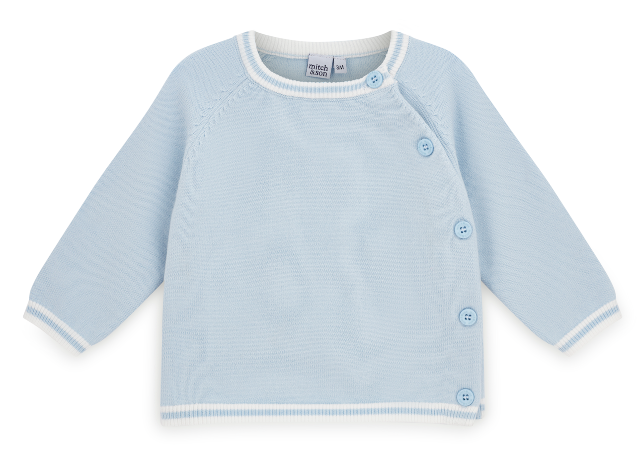 PRE ORDER Mitch & Son Mini Blue Knitted Trouser Set Zion