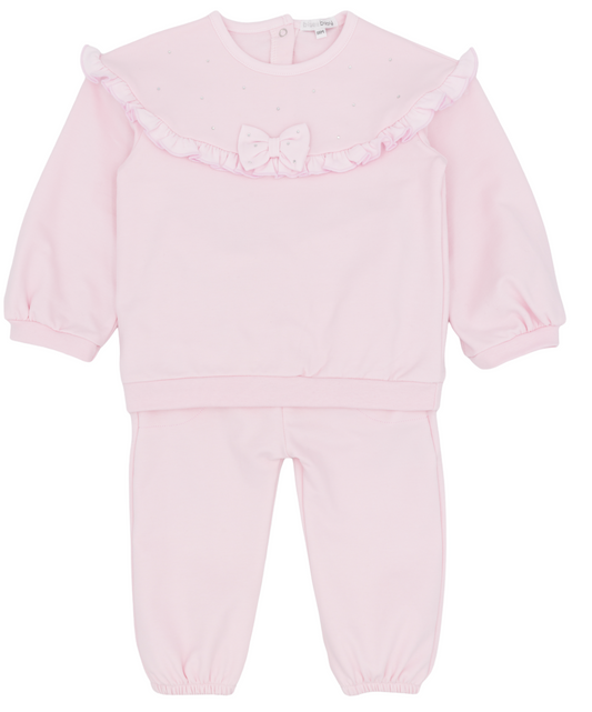 Blues Baby Girls Pink Diamanté Frill Tracksuit BB3203