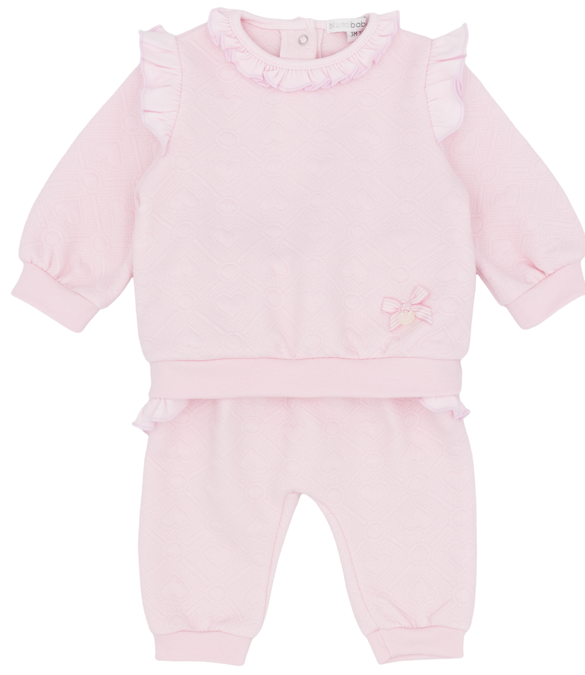 Blues Baby Girls Pink Heart Embossed Tracksuit BB3183