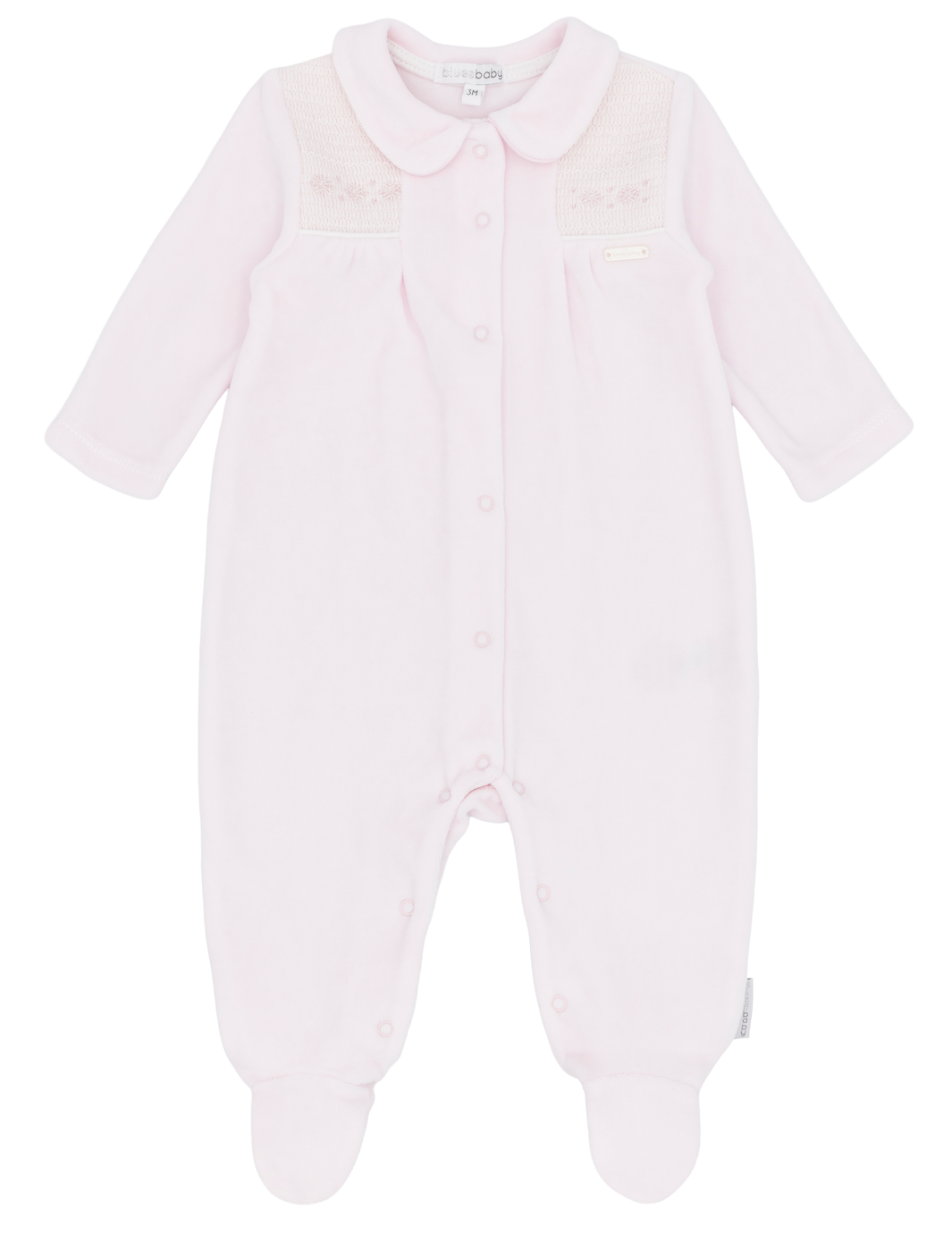 PRE ORDER Blues Baby Girls Pink Smocked Velour Babygrow BB3102
