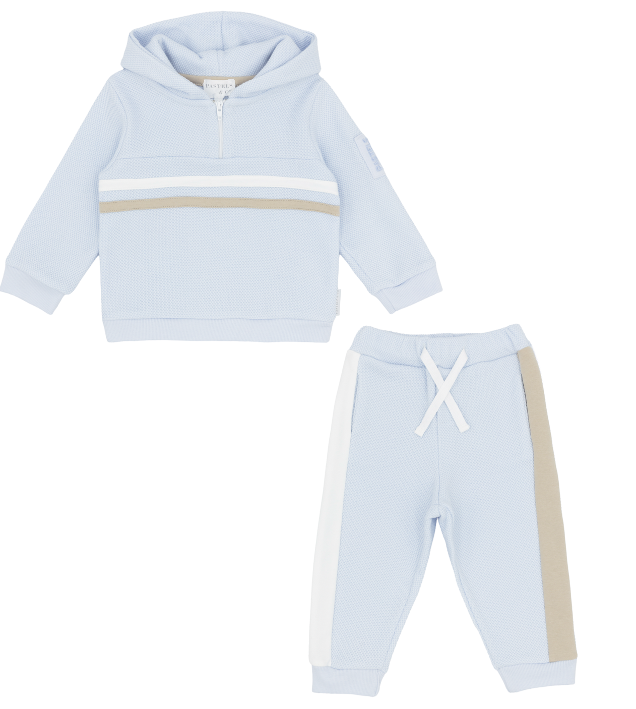 PRE ORDER Pastels & Co Boys Blue & Beige Quarter Zip Tracksuit Charming
