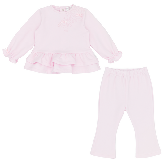 PRE ORDER Pastels & Co Girls Pink Flared Legging Set Moana